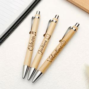 Stylo en bambou, cadeau de rentrée scolaire, stylo à bille gravé sur mesure pour entreprise, retraite, anniversaire - Product Image 1