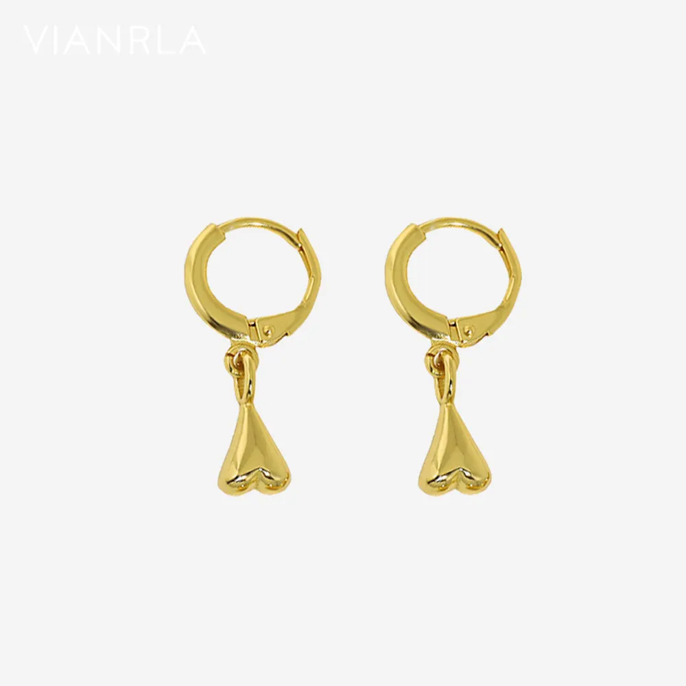 Vianrla 925เงินสเตอร์ลิงกลับหัวห่วงหัวใจต่างหูชุบทอง18K สไตล์สุดเท่ของขวัญเครื่องประดับผู้หญิง