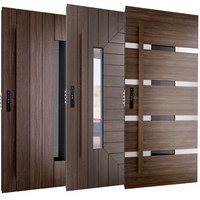 Porte d'entrée en acier de style américain classique avec bandes de sécurité antivol, porte pivotante en aluminium et bois pour maison