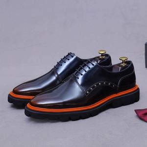 Chaussures habillées de luxe originales pour hommes en cuir véritable, pour mariage, bureau, soirée, avec semelle intérieure amovible, respirantes et confortables, bout carré - Product Image 1