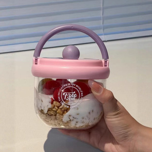 Tazón de yogur portátil Tree Land con tapa y cuchara, lonchera redonda para adultos, contenedor de alimentos reutilizable de 500 ml - Product Image 4