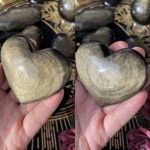 CrystalHola - Piedra de Obsidiana Dorada Pulida de Alta Calidad, Feng Shui, Múltiples Materiales, Forma de Corazón, Decoración para el Hogar, Reiki - Product Image 2