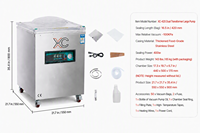 Machine d'emballage sous vide à double transformateur Xicang XC-420, grande pompe, machine de scellage sous vide haute performance pour usine alimentaire, support OEM
