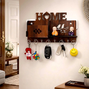 Premium Wooden <b>Wall</b> Mounted <b>Key</b> Holder Rustic Entryway Organizer Durable <b>Hooks</b> Home Decor Housewarming Gift Storage Rack - Product Image 1