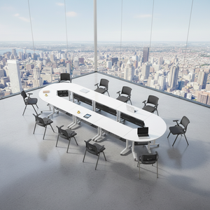 Meubles de bureau, table de conférence réglable, table de <span class=keywords><strong>réunion</strong></span> pliable, bureau de formation, table d'ordinateur ovale pliable - Product Image 3