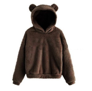 <span class=keywords><strong>Felpa</strong></span> <span class=keywords><strong>con</strong></span> Cappuccio in Pile Teddy da <span class=keywords><strong>Donna</strong></span>, Morbida e Calda, <span class=keywords><strong>con</strong></span> Orecchie da Orso, Manica Lunga, Pullover Invernale Casual Oversize - Product Image 5