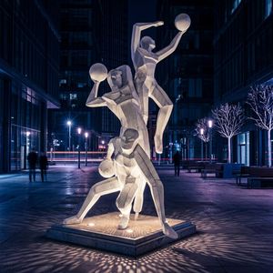 Escultura de Jugadores de Baloncesto, Tres Figuras, Estatua Moderna de Atletas Deportivos, Decoración para Jardín, Parque, Escuela, Estadio, Plaza, Centro Comercial - Product Image 4
