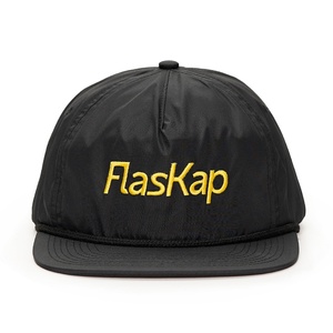 5 Panel Custom Embroidery logo Unstructured Black Snapback Hats Nylon Caps - Product Image 2
