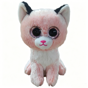 Peluche de gatito rosa personalizado, adorable peluche de gatito con ojos grandes de brillantina, gatito de peluche grande con ojos de brillantina rosa sentado. - Product Image 1