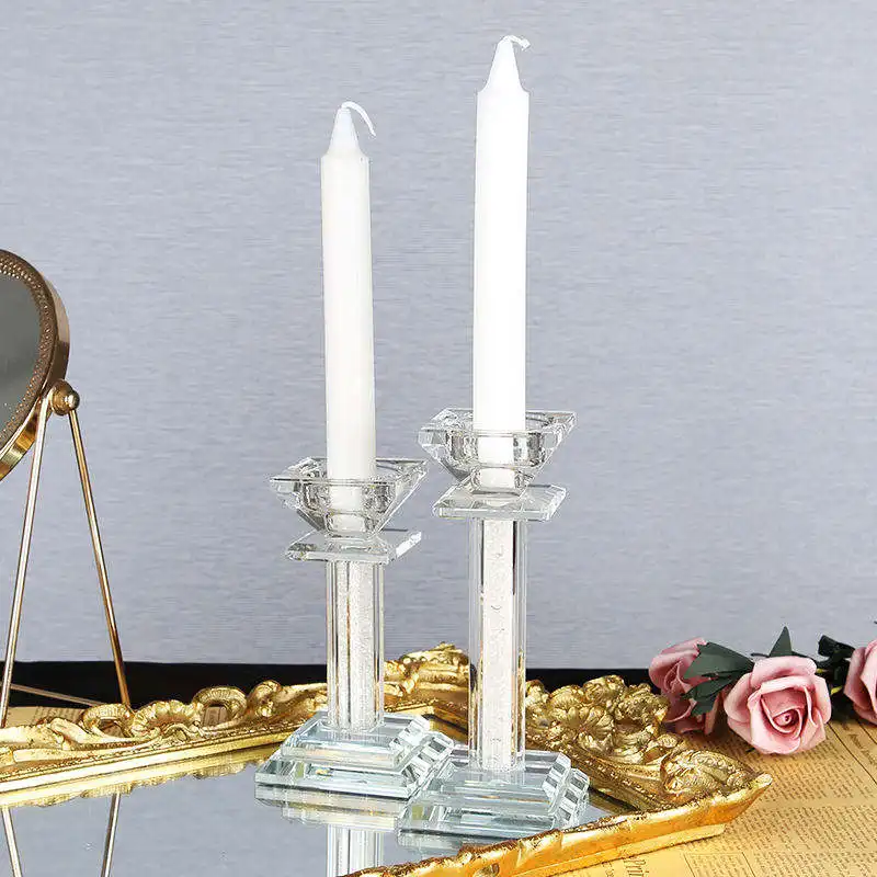 Aangepaste Zilveren Handgemaakte Kandelaar Kerzenhalter Glas Orkaan Kristallen Kandelaar Bruiloft Geschenk Kaarshouder