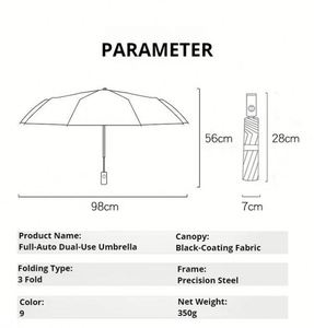 Custom Logo Classic Pongee Fully-Automatic Waterproof Sun Protection <b>Windproof</b> UV Proof Compact <b>Umbrella</b> Promotional - Product Image 2