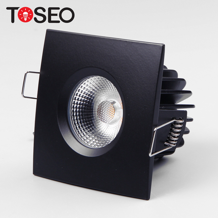 Dimmable Fire Rated DownLights , Black Square LED Ceiling Lights