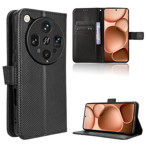 Sang Trọng Mô Hình Kim Cương PU Da Lật Trường Hợp Bìa Shell Với Dây Đeo Tay Chủ Thẻ Điện Thoại Di Động Trường Hợp Đối Với Oppo Tìm X8 Siêu 5G - Product Image 1