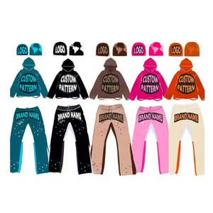 Ensemble de survêtement en polaire <span class=keywords><strong>Tech</strong></span> Slim Fit pour homme Design Streetwear vintage avec logo personnalisé Sweat à capuche et pantalon de survêtement pour l'hiver - Product Image 3