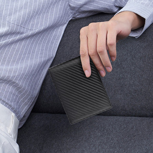 Carbon Fiber Textured Bi Fold <b>Wallet</b> Large Capacity <b>RFID</b> <b>Blocking</b> Men's <b>Wallet</b> Everyday Use Solid Color Fashion Style - Product Image 3