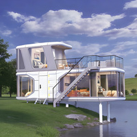 Grande maison capsule spatiale à deux étages, personnalisée, écologique, bureau modulaire insonorisé, capsule spatiale préfabriquée carrée