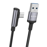 BAVIN Harga Grosir Logo Kustom Micro USB Tipe C Bentuk L 90 Derajat Sudut Siku 2,4 A Kabel Data Pengisian Cepat untuk Gaming