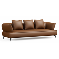 Mingle Luxe et Qualité Supérieure : Canapé de Bureau Moderne en Cuir Marron, Combinaison 3 Places, Mobilier de Bureau, Canapé Lounge