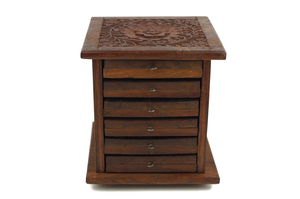 Ensemble de six sous-verres en bois avec support finement sculpté conçu parfaitement pour la maison et le bureau de l'Inde - Product Image 5
