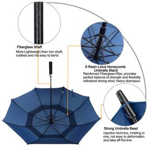 <span class=keywords><strong>Parapluie</strong></span> de golf double auvent coupe-vent, ouverture automatique, grand format 62 pouces, surdimensionné, pour hommes et femmes, cadeau d'affaires - Product Image 6