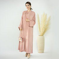 2023 Muslimische Mode Islamische Abaya Satin Falten Frauen Dubai Kleider Muslim 2PCS Set Open Abaya Mit Seiten taschen YLR582