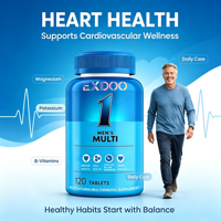 Tablet Multivitamin Pria Label Pribadi dengan Ashwagandha, Coenzyme Q10, Lycopene untuk Kesehatan Prostat, Vitalitas, dan Mengatasi Stres
