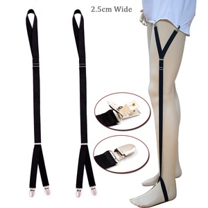 <span class=keywords><strong>Tirantes</strong></span> de cuero genuino suave negro Jacquard I Y estilo estribo antideslizante camisa elástica ajustable Stay Foot Loops Clips para ropa - Product Image 1