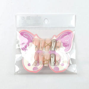 Qianya Chaîne Papillon Strass Adolescents Appuyez sur les ongles 10 PCS-<span class=keywords><strong>Faux</strong></span> ongles brillants pour les filles 12-18 ans, Ensemble de nail art réutilisable - Product Image 3