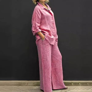 Camisa de <span class=keywords><strong>Mujer</strong></span> Nueva en Oferta, Traje de Dos Piezas 2026, Estilo Casual Urbano, Pantalones por Encima de la Rodilla, Cuello con Lazo, Camisas de Manga Larga con Botones para <span class=keywords><strong>Mujer</strong></span> - Product Image 2