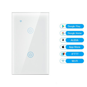 Para Tuya Smart <span class=keywords><strong>Touch</strong></span> Panel Smart <span class=keywords><strong>Switch</strong></span> WIFI + BLE 2 Gang US Brasil estándar Durable Single Neutral Wire Control remoto 10A - Product Image 2