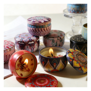 <b>Empty</b> Birthday Candle <b>Jars</b> Wholesale Luxury Metal Containers Boxes for Aromatic Soy Wax Handmade Floral Scent Embossed Printing - Product Image 2