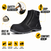 Chaussures de sécurité ACE à fermeture éclair pour la construction, bottes de sécurité été automne hiver anti-perforation en cuir véritable de buffle et acier