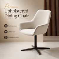 Chaise de salle à manger pivotante haut de gamme, dossier haut, revêtement tissé crème, pivotement à 360° °   Base rotative en forme d'étoile pour hôtel et restaurant