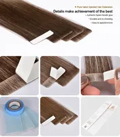 Extensions de cheveux russes blondes 12A, extensions à bandes adhésives double trame, trame invisible en PU, extensions de cheveux européennes à bandes adhésives, 100% cheveux humains