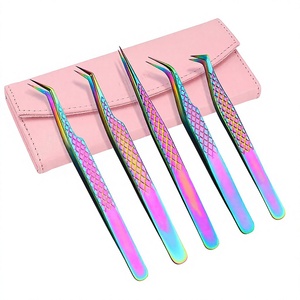 Pince à cils professionnelle en acier inoxydable avec grip diamanté, antistatique, best-seller, pour volume, avec logo personnalisé - Product Image 1