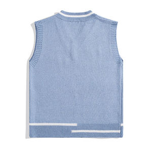 2024 فيست مخصص للرجال بشكل قبة-V سترة مخططة بلا أكمام سترة محبوكة الربيع القطن سترة مريحة العارضة محبوكة - Product Image 4