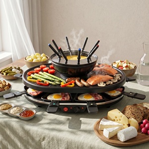 Grill de table multifonctionnel 3 en 1 antiadhésif pour l'intérieur, grill électrique à <span class=keywords><strong>raclette</strong></span> pour 8 personnes - Product Image 1