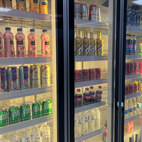 Réfrigérateur à boissons à porte vitrée haute visibilité, refroidissement par air sans givre pour supermarché