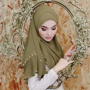 Premium 180*90cm Women Plain Crinkled Chiffon Hijab For Muslim Hijabs Scarves
