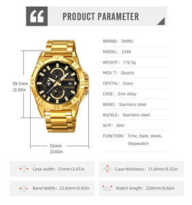 SKMEI 2399 Reloj de Cuarzo para Hombre con Cronómetro, Caja de Aleación de Zinc, Gran Venta, Moda para Negocios y Uso Diario, Resistente al Agua 3ATM, Suministro Directo de Fábrica - Product Image 5