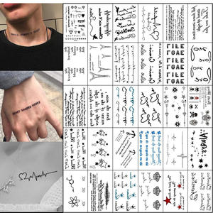 OEM personalizzato di alta qualità temporaneo inchiostro di testo nero adesivo del <span class=keywords><strong>tatuaggio</strong></span> bel disegno Lettering - Product Image 2