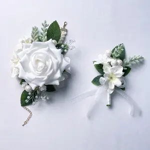 Accessori per corpetto da uomo con fiori color Champagne verde foglia verde fiori damigelle sposa damigelle sposa viola