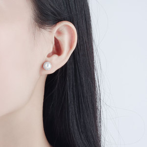 2025 moda Plata de Ley 925 estilo coreano elegante amor puro perla de agua dulce pendientes de tuerca para mujeres-venta al por mayor - Product Image 5