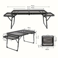 Mesa plegable para asar al aire libre con malla metálica, ligera, expandible, estilo maleta.