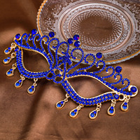 Masque de bal nuptial, coiffe de mariage européenne et américaine, bijoux de fête, strass, pompon, métal, fait main, taille 19*6.5, robe de banquet