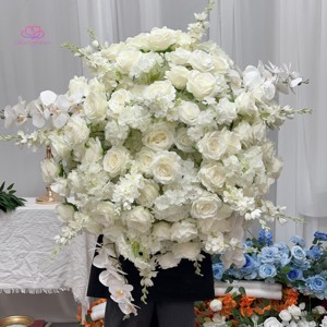 Wholesale 80cm Cream <strong>White</strong> <strong>Hanging</strong> Flower Balls Lightweight Faux Pomanders for Hotel Lobby &amp; Wedding Venue Decor - Product Image 5