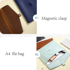 Bolsas de carpetas de archivos de negocios impermeables <span class=keywords><strong>A4</strong></span> de alta calidad para viajes, oficina, material escolar, logotipo personalizado, portadocumentos de cuero PU - Product Image 6