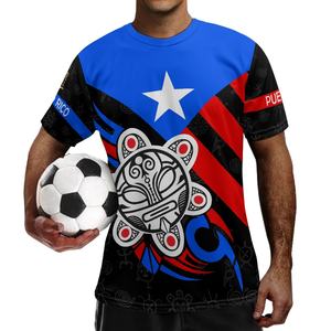 Kurzarm Sport T-Shirts für Männer Stilvolle Polyester Puerto Rico Fußball tragen Trikot Fußball Uniform Fitness Print on Demand - Product Image 4