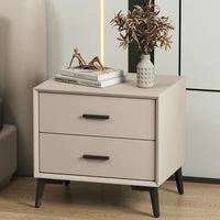 Table de chevet moderne minimaliste en cuir avec plateau en pierre, 2 tiroirs, pour chambre à coucher, armoire de rangement de chevet
