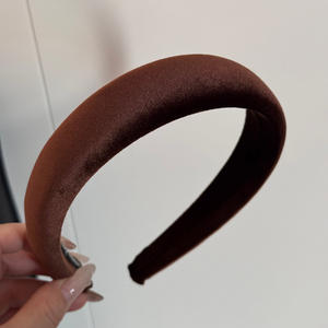 Bandeau en velours uni brun, style simple, rembourrage épais en mousse, large bandeau pour cheveux, accessoires pour cheveux féminins - Product Image 5